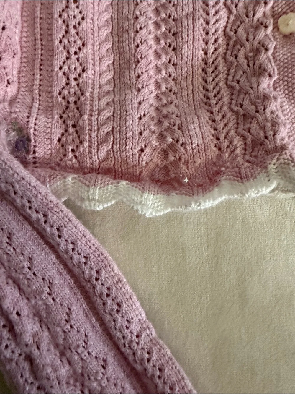 Polo by Ralph Lauren Pink Cropped Cable Knit Cardigan, sz M (8-10)